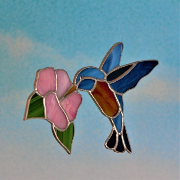 3D Homemade Stain Glass Hummingbird Suncatcher - Picture 10 of 11